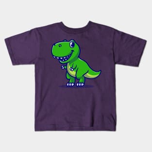 Cute Baby Dino Cartoon Illustration Kids T-Shirt